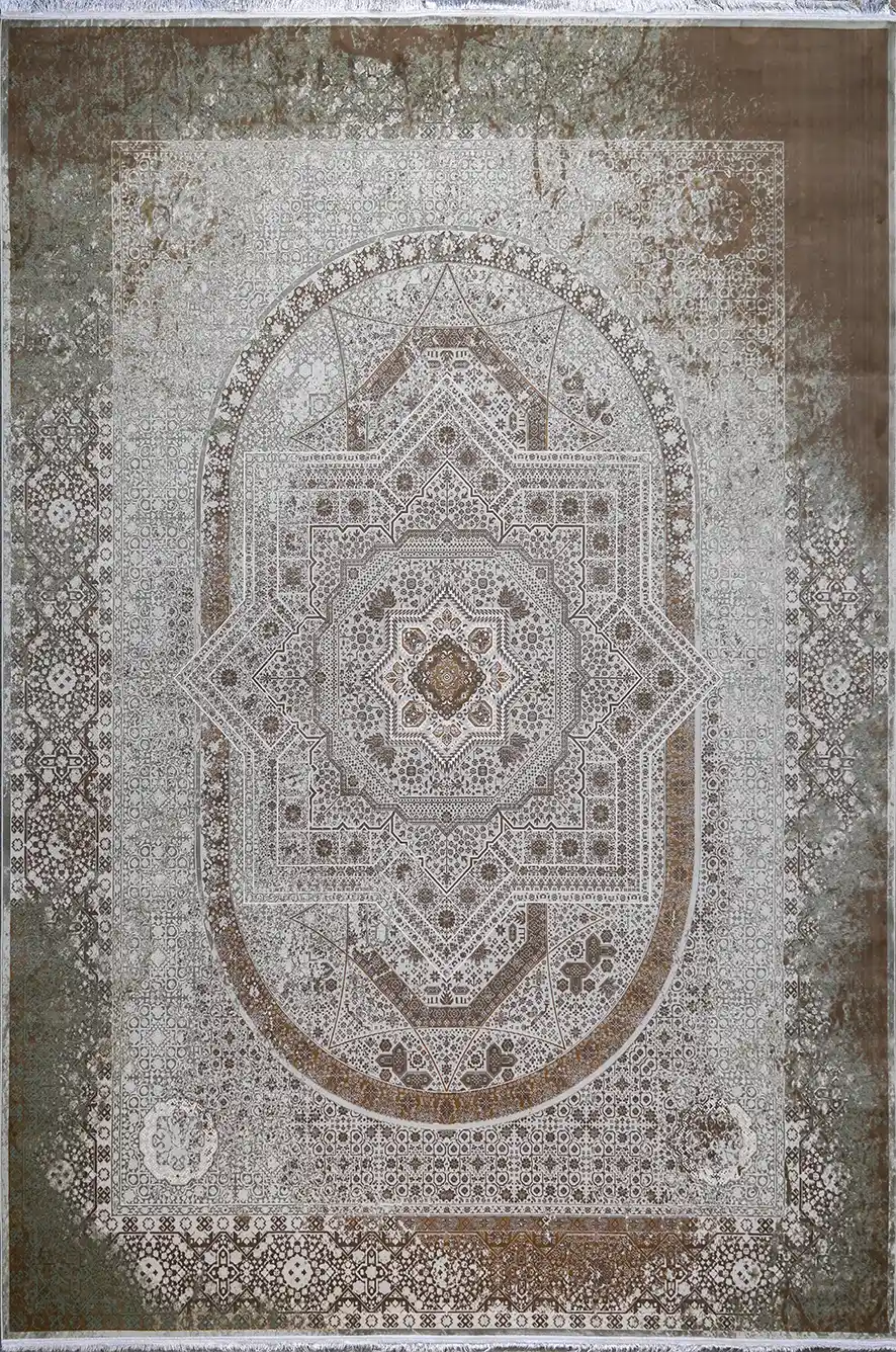 فرش نیلا نقرهای آبی پازیریک در فضای پذیرایی مدرن